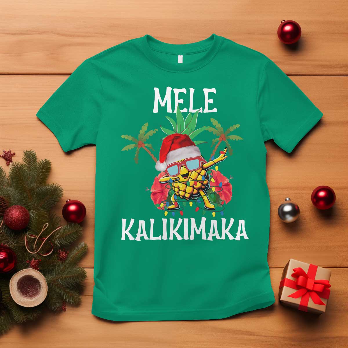 hawaii-christmas-t-shirt-mele-kalikimaka-hawaiian-pineapple-xmas-lights-santa-hat