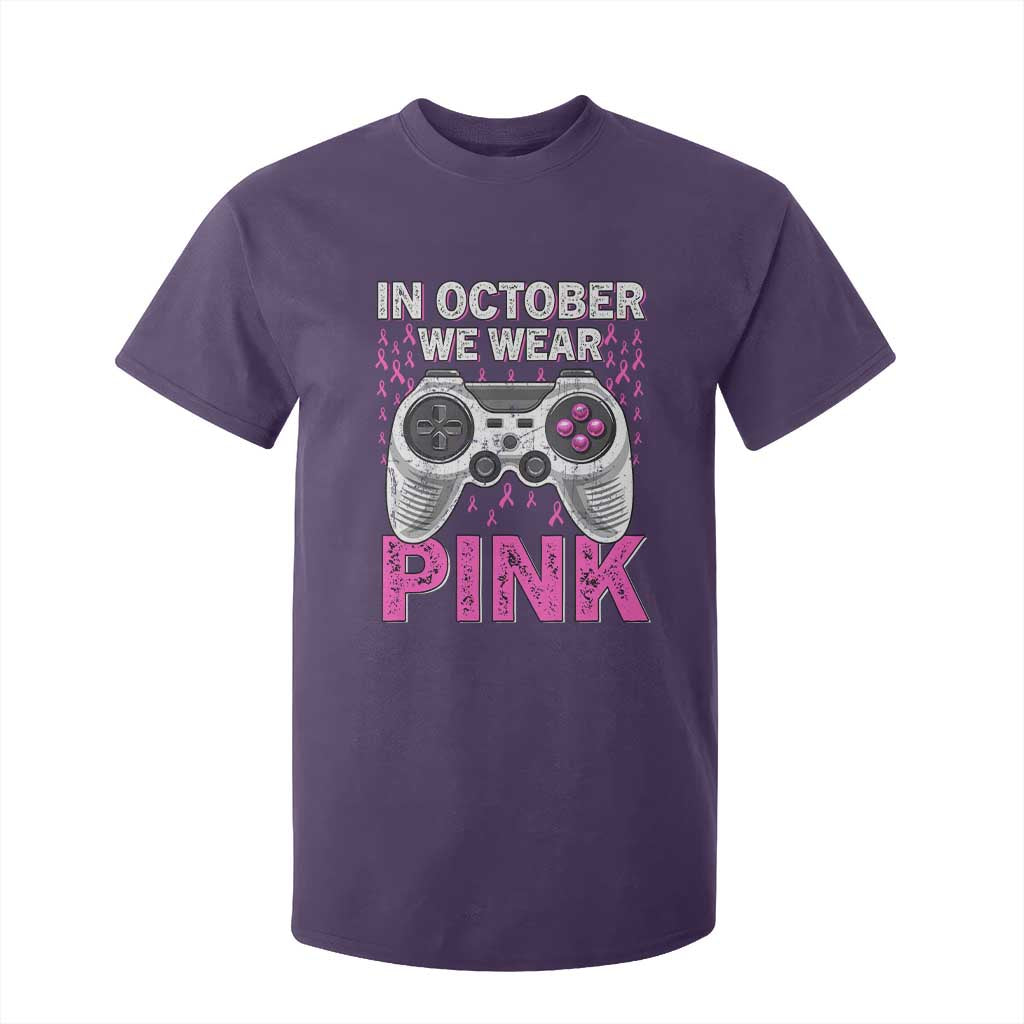 Pink Ribbon Breast Cancer Support October We Wear Pink T Shirt For Kid Kids Gaming