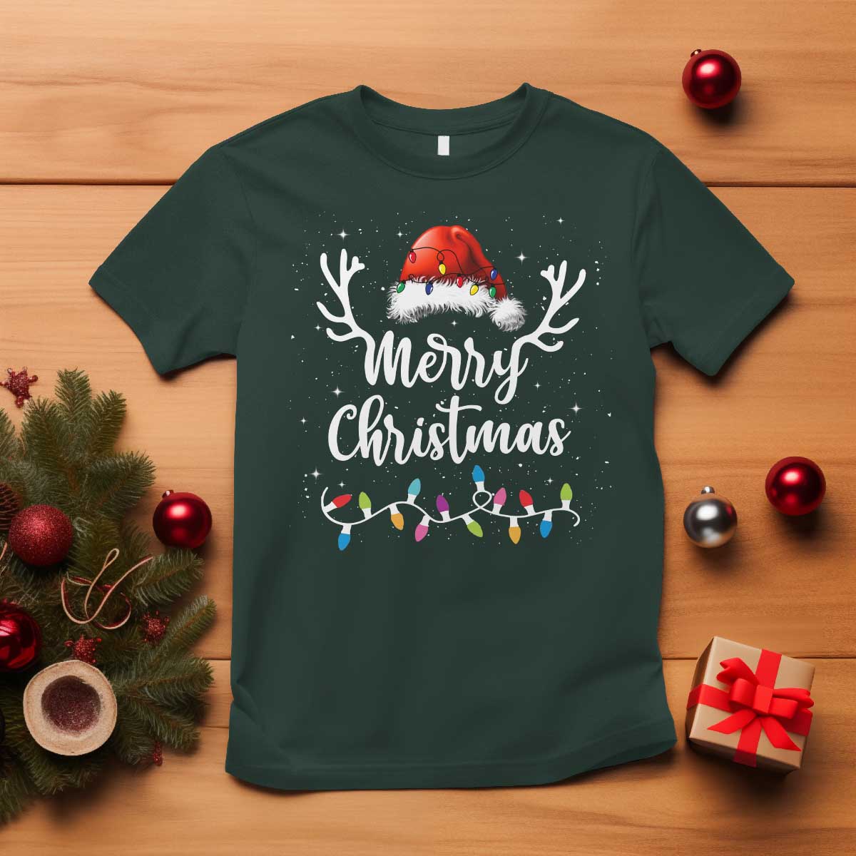merry-christmas-t-shirt-lights-red-santa-hat-xmas-family-matching