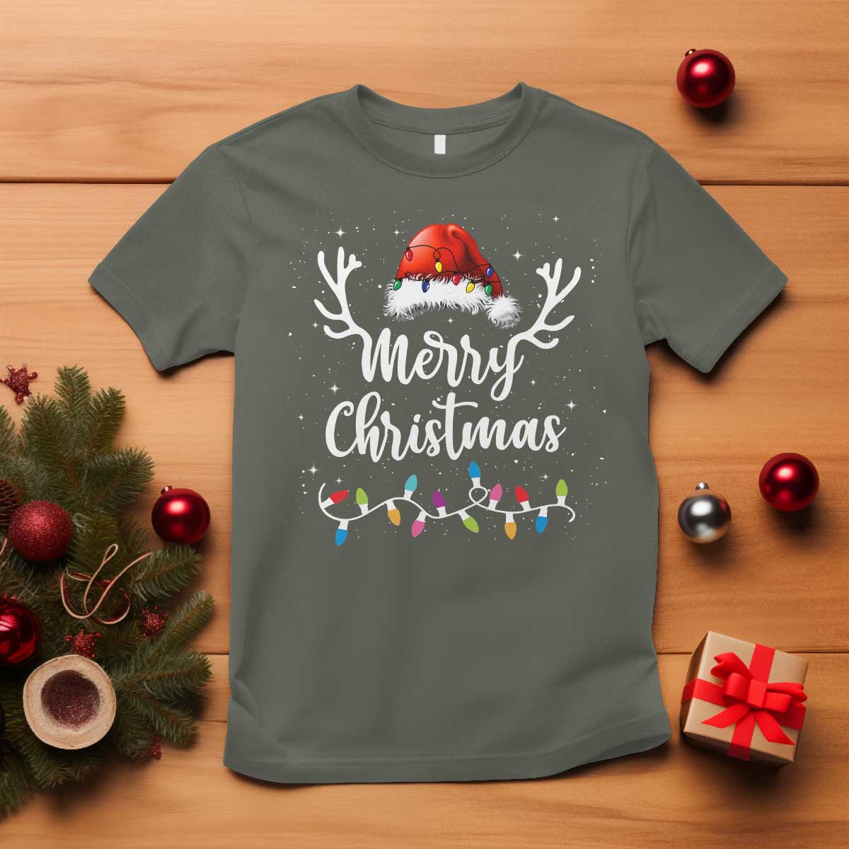 merry-christmas-t-shirt-lights-red-santa-hat-xmas-family-matching