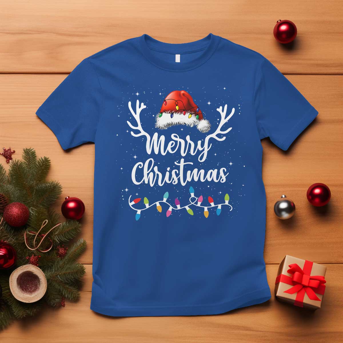 merry-christmas-t-shirt-lights-red-santa-hat-xmas-family-matching
