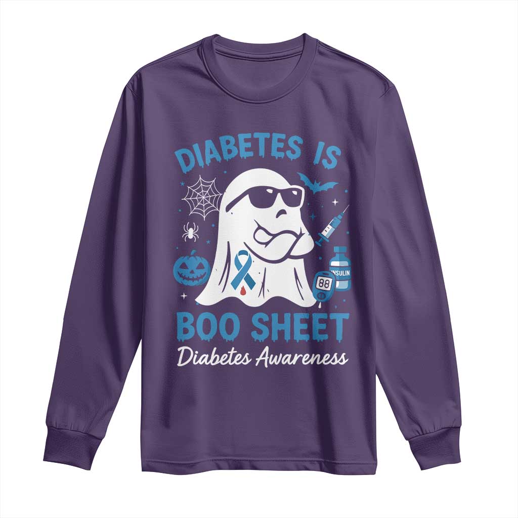Diabetes is Boo Sheet Long Sleeve Shirt Funny Halloween Ghost Diabetes Type 1 2 Support