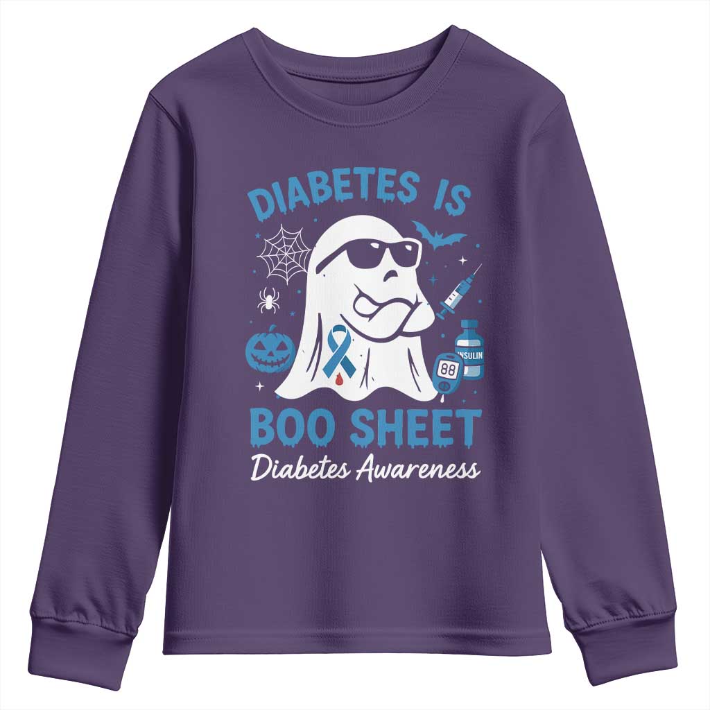 Diabetes is Boo Sheet Youth Sweatshirt Funny Halloween Ghost Diabetes Type 1 2 Support