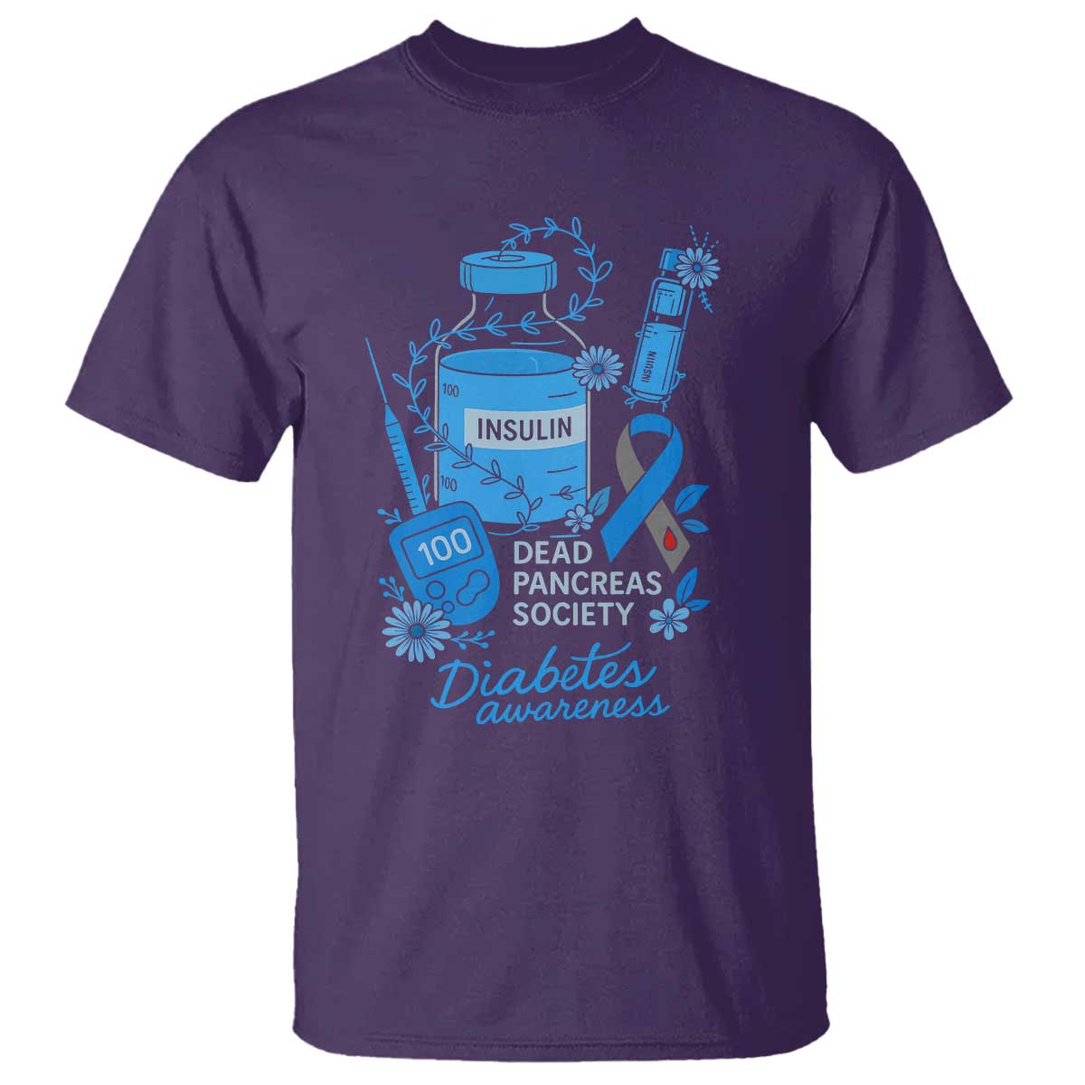 Dead Pancreas Society T Shirt Funny Diabetes Support Insulin T1D Support