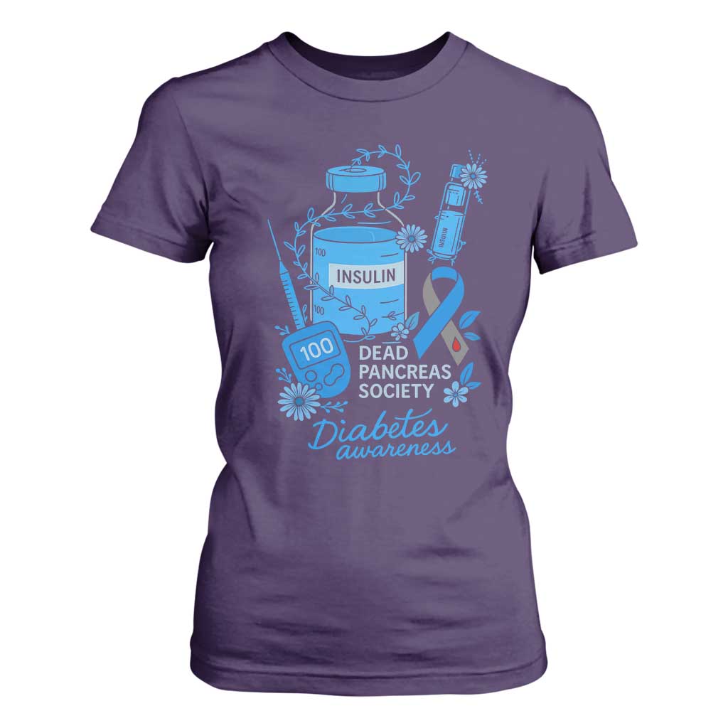 Dead Pancreas Society T Shirt For Women Funny Diabetes Support Insulin T1D Support
