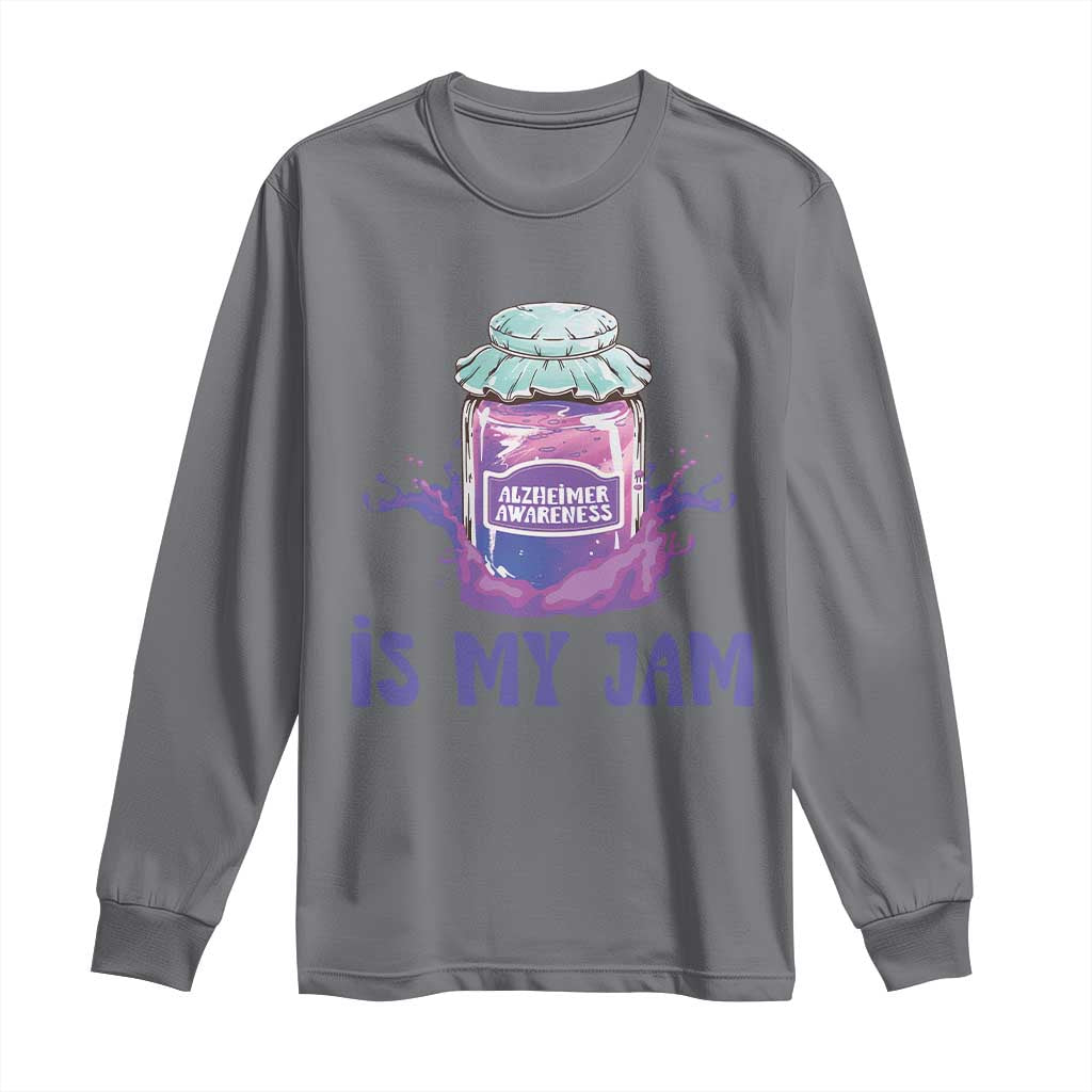 Alzheimer Is My Jam Long Sleeve Shirt Alzheimer Support Funny Saying Quotes Grape Jar
