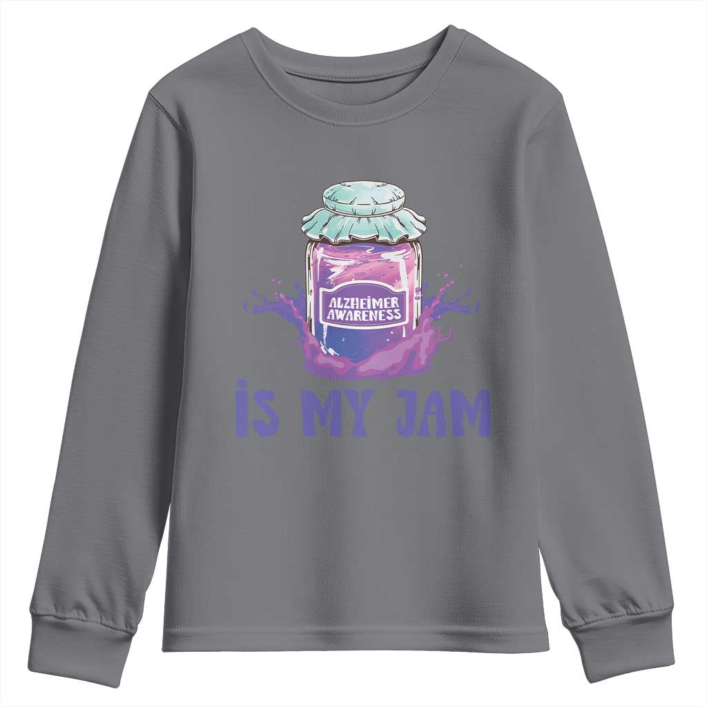 Alzheimer Is My Jam Youth Sweatshirt Alzheimer Support Funny Saying Quotes Grape Jar