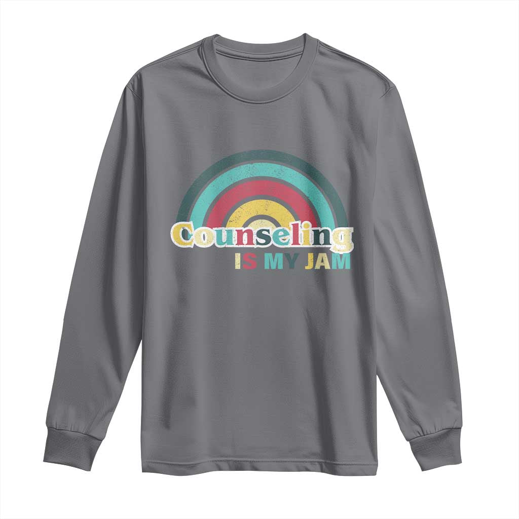 Mental Illness Support Long Sleeve Shirt Couseling Is My Jam Retro Groove Rainbow