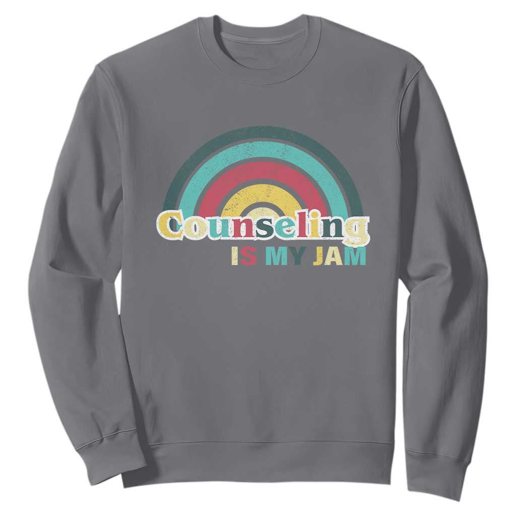 Mental Illness Support Sweatshirt Couseling Is My Jam Retro Groove Rainbow