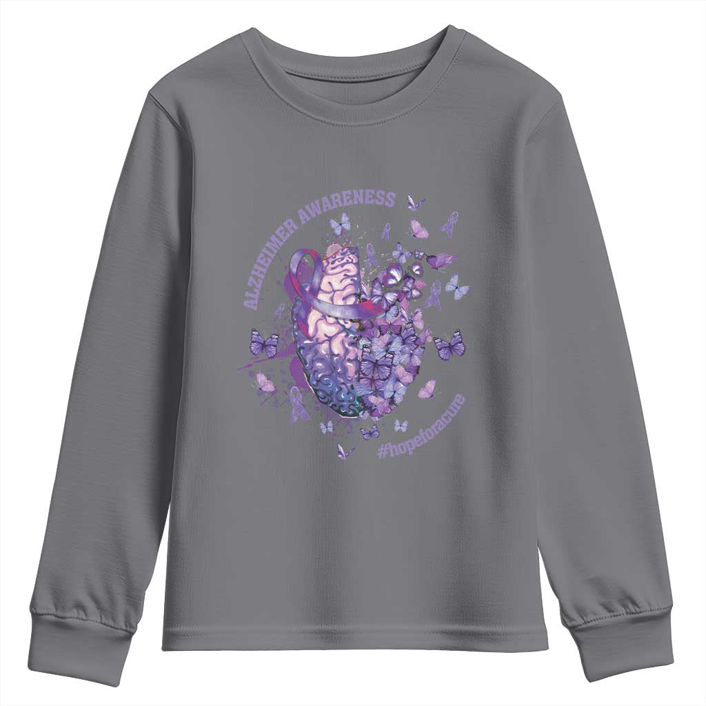 Alzheimer Support Youth Sweatshirt Hope For A Cure Flower