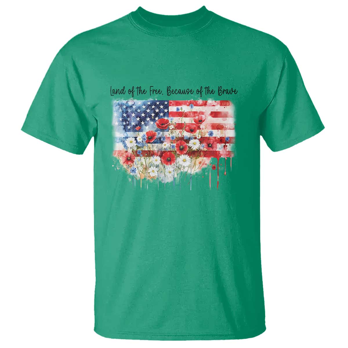 funny-4th-of-july-land-of-the-free-because-of-the-brave-t-shirt-american-flag-flowers
