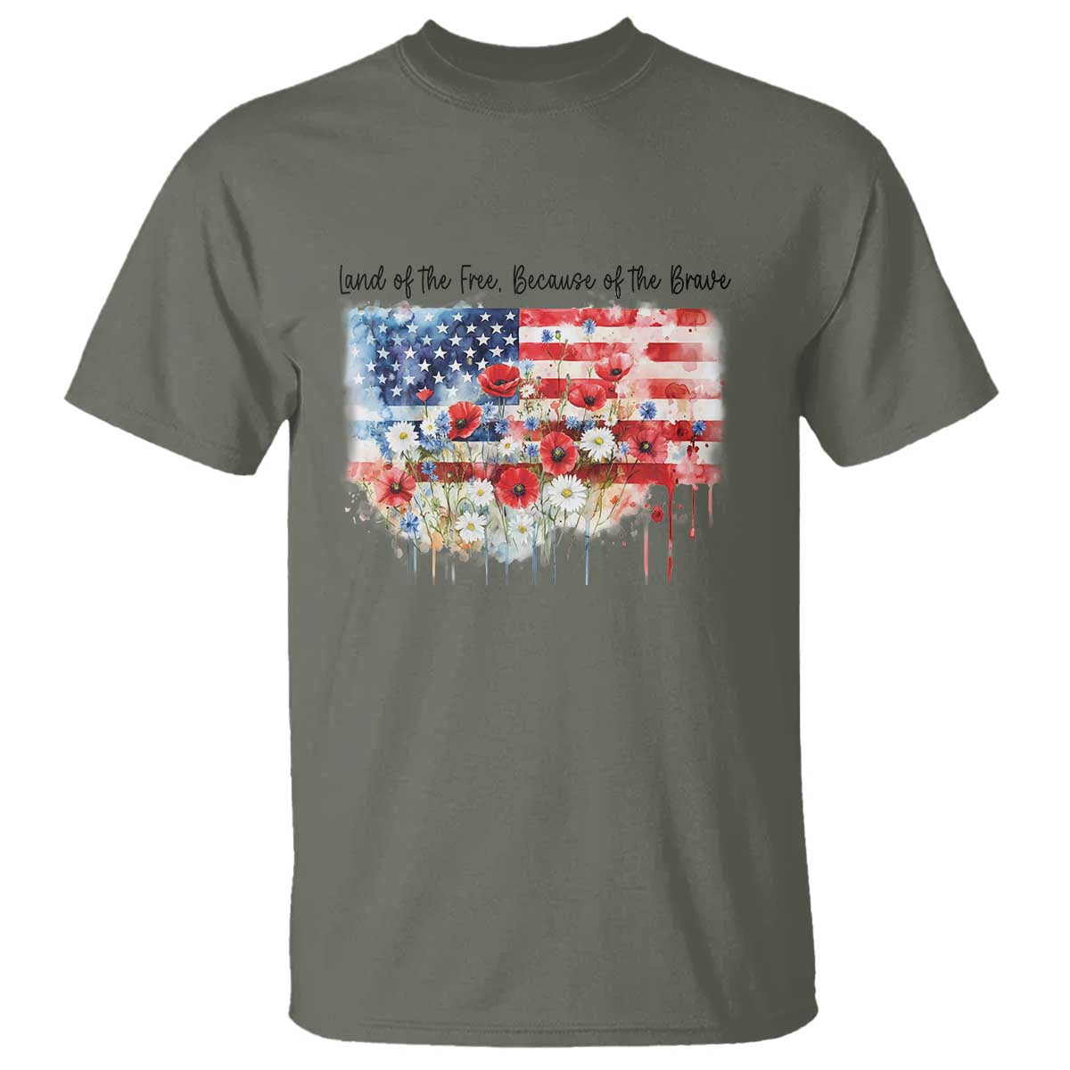 funny-4th-of-july-land-of-the-free-because-of-the-brave-t-shirt-american-flag-flowers