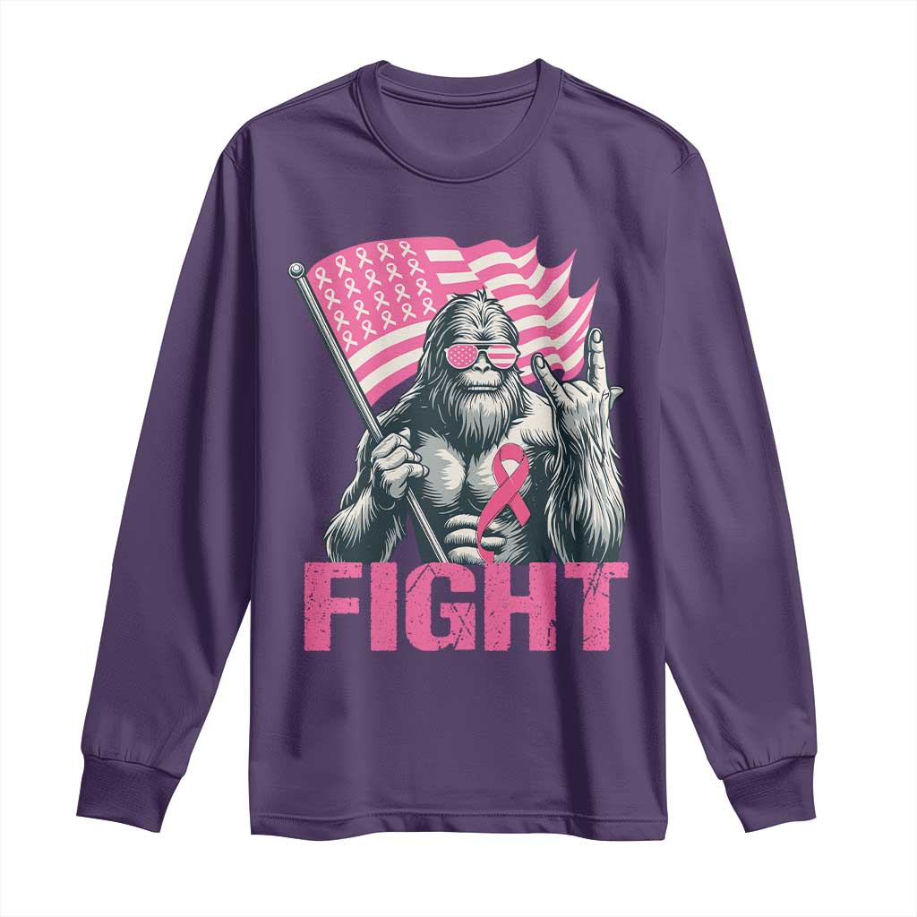 Funny Bigfoot Breast Cancer Support Long Sleeve Shirt Fight Pink Ribbon