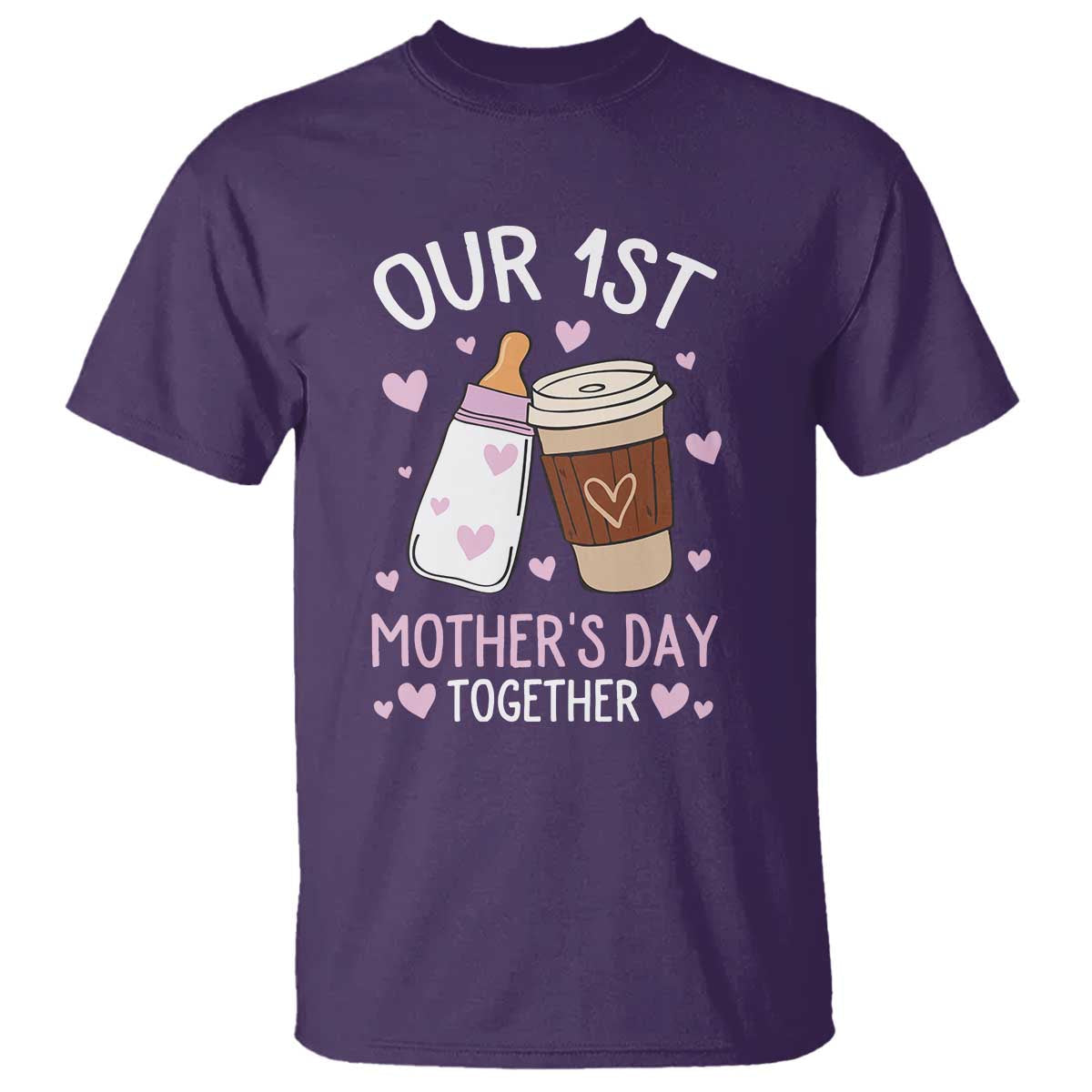funny-our-first-mothers-day-together-t-shirt-mom-and-baby-matching-milk-coffee