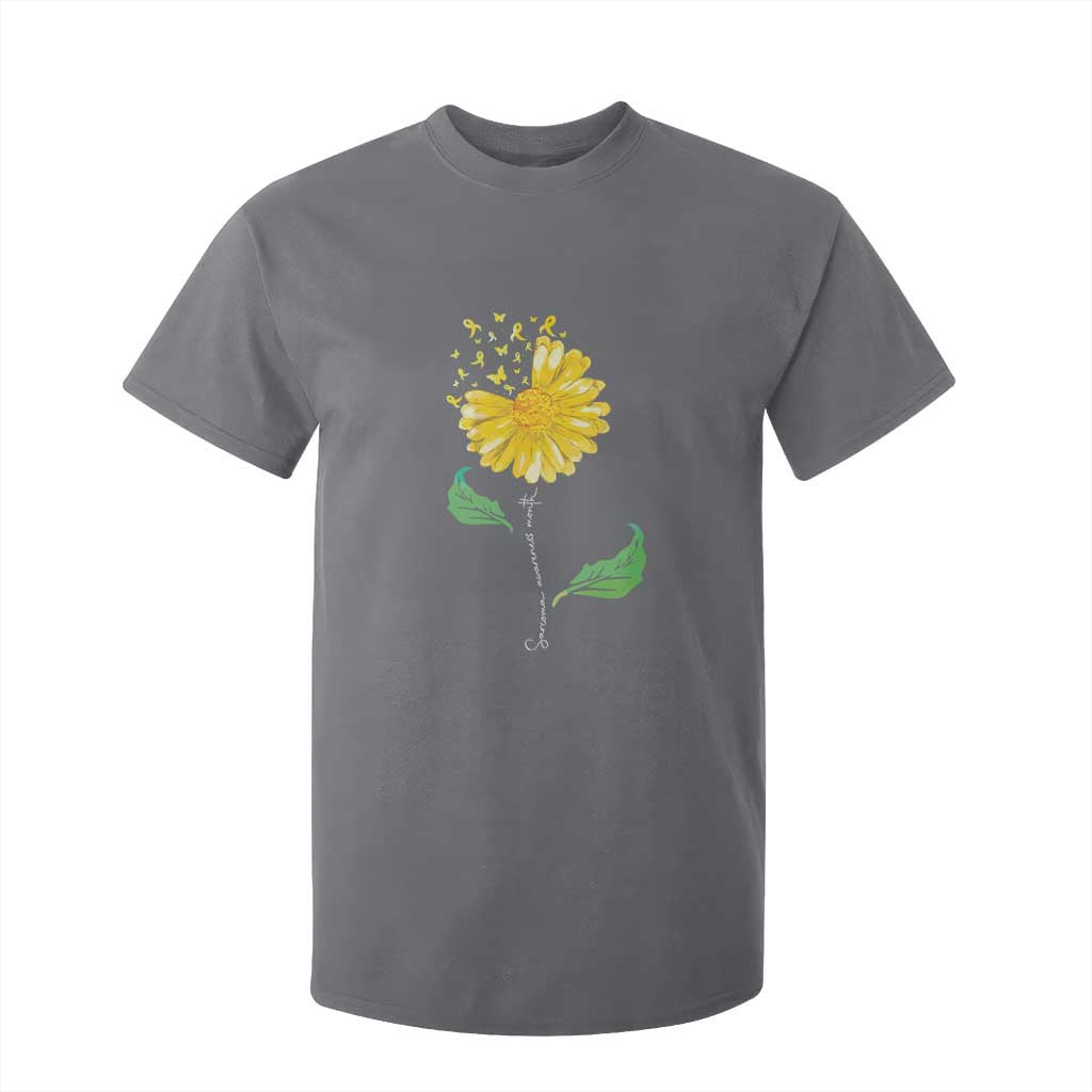 Sarcoma Support T Shirt For Kid Yellow Ribbon Flower
