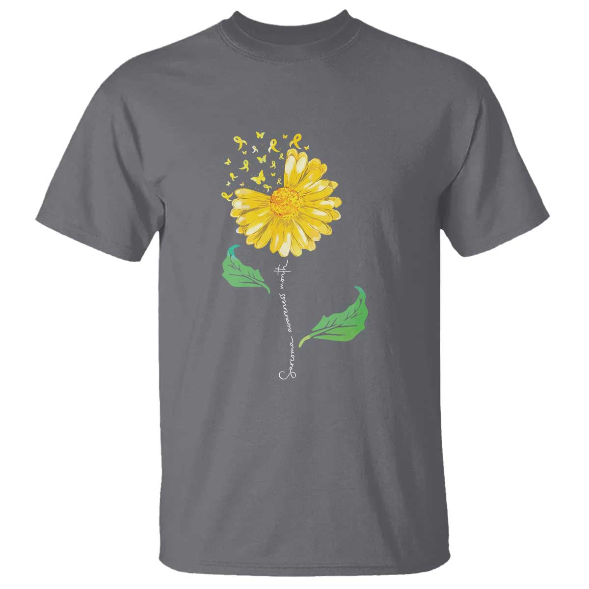 Sarcoma Support T Shirt Yellow Ribbon Flower