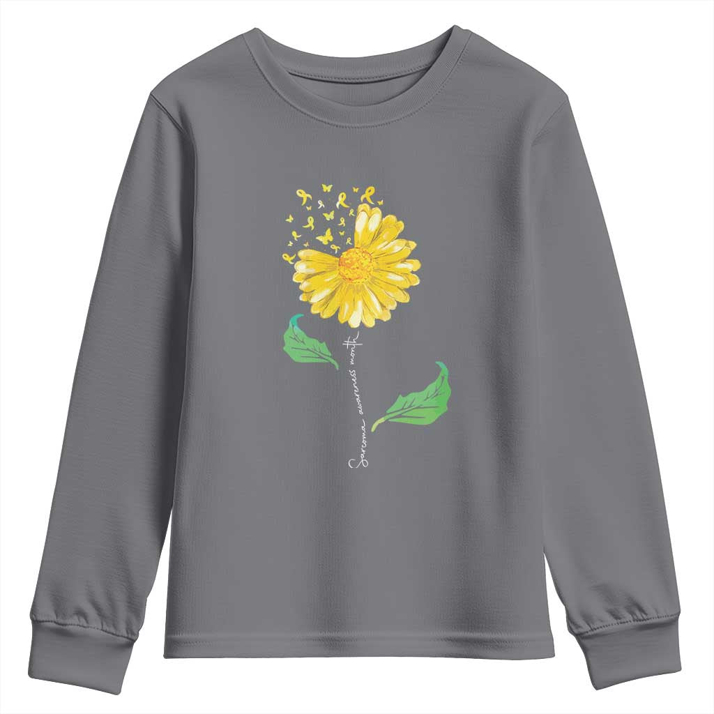 Sarcoma Support Youth Sweatshirt Yellow Ribbon Flower