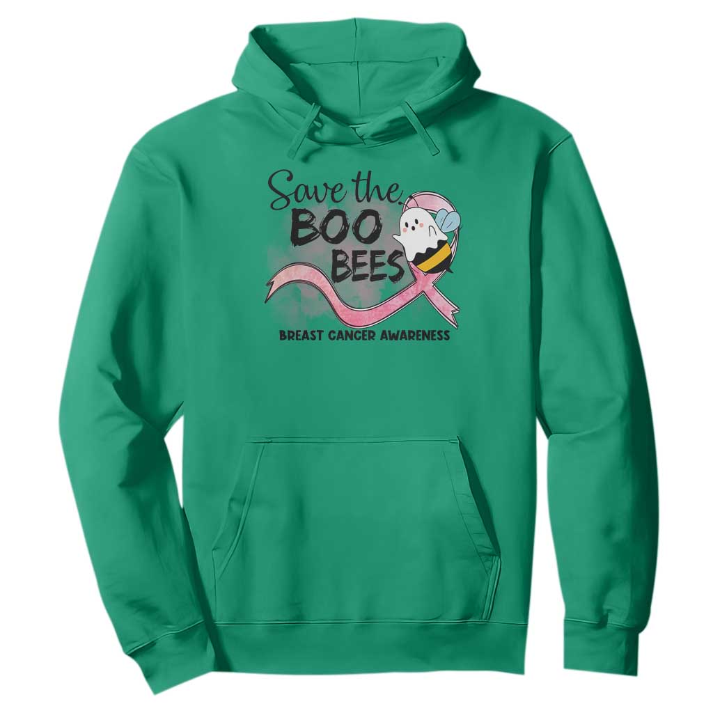 Funny Breast Cancer Support Halloween Hoodie Save The Boobees Ghost Bee Pink Ribbon