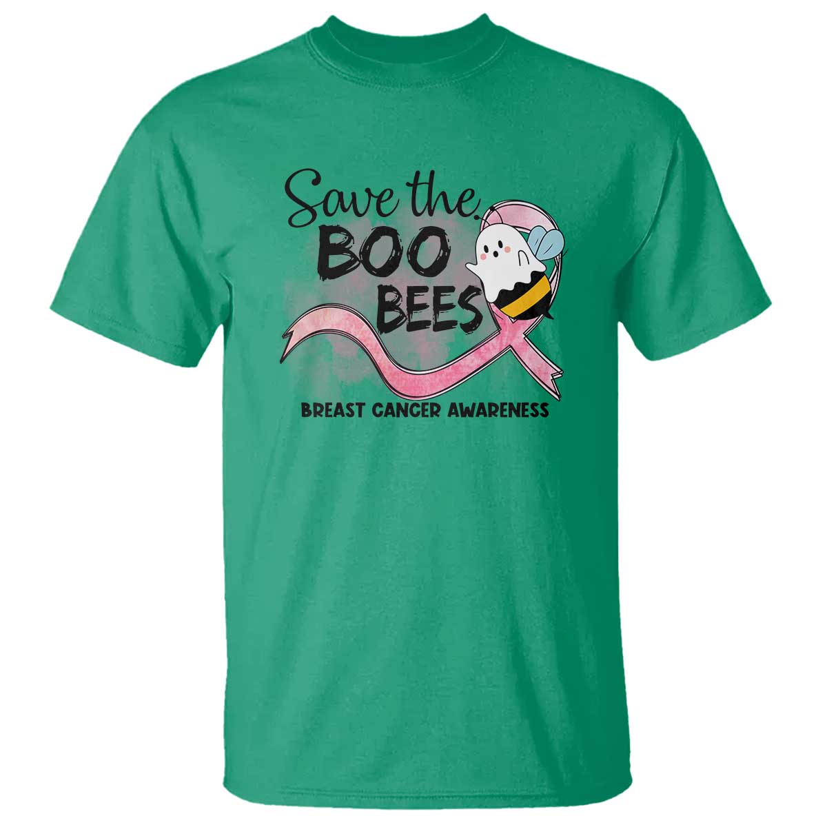 Funny Breast Cancer Support Halloween T Shirt Save The Boobees Ghost Bee Pink Ribbon