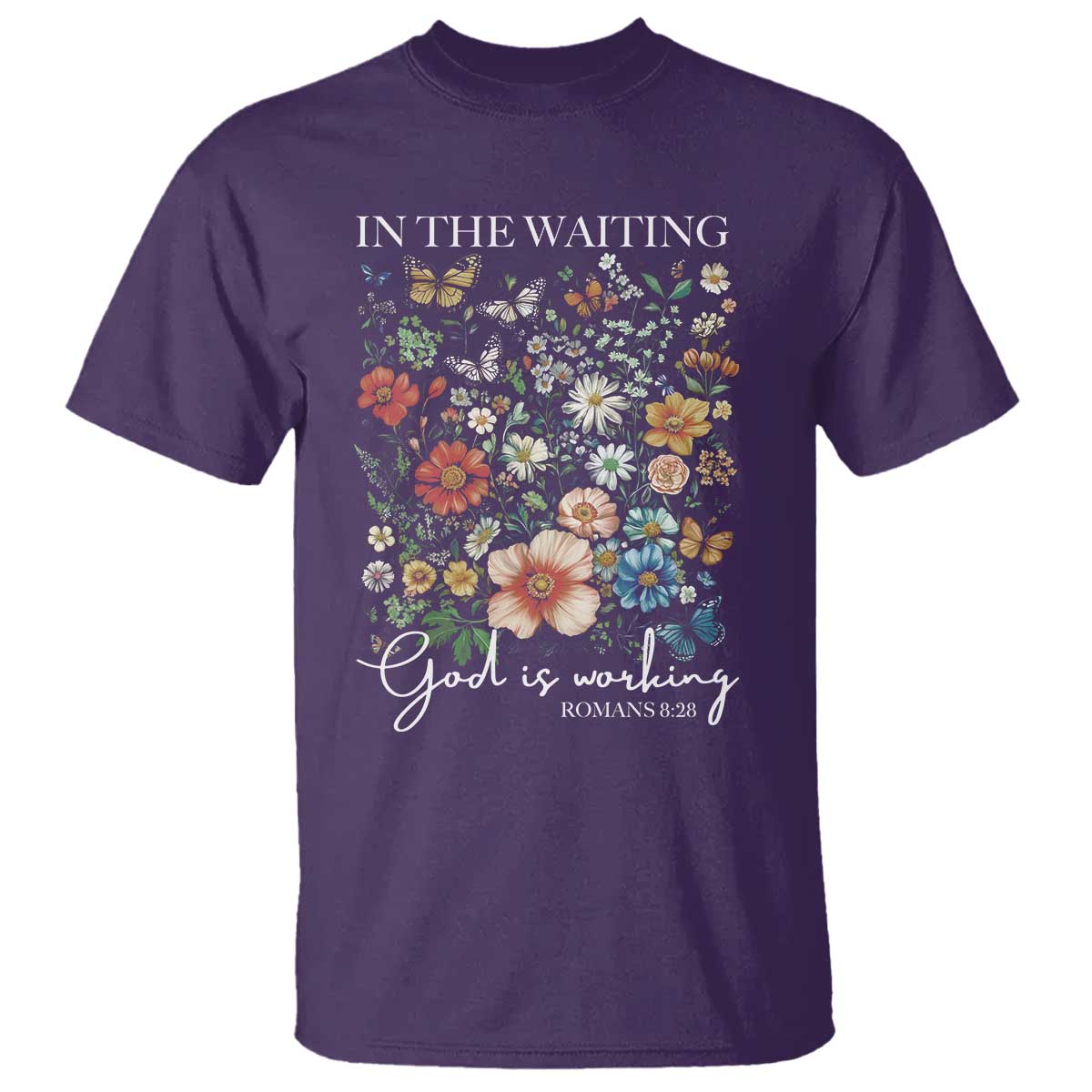 in-the-waiting-god-is-working-t-shirt-religious-christian-bible-verse-flower