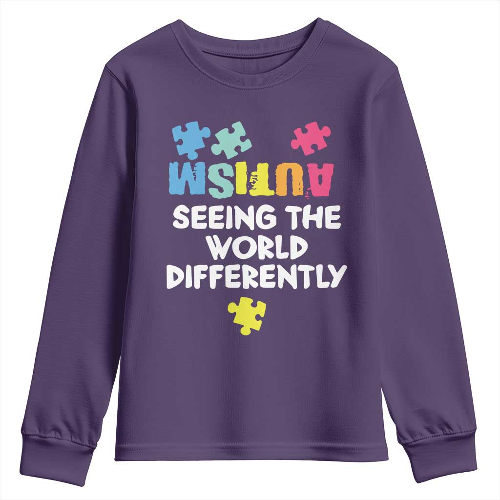 Autism Seeing The World Differently Youth Sweatshirt Autistic Autism Support Puzzle