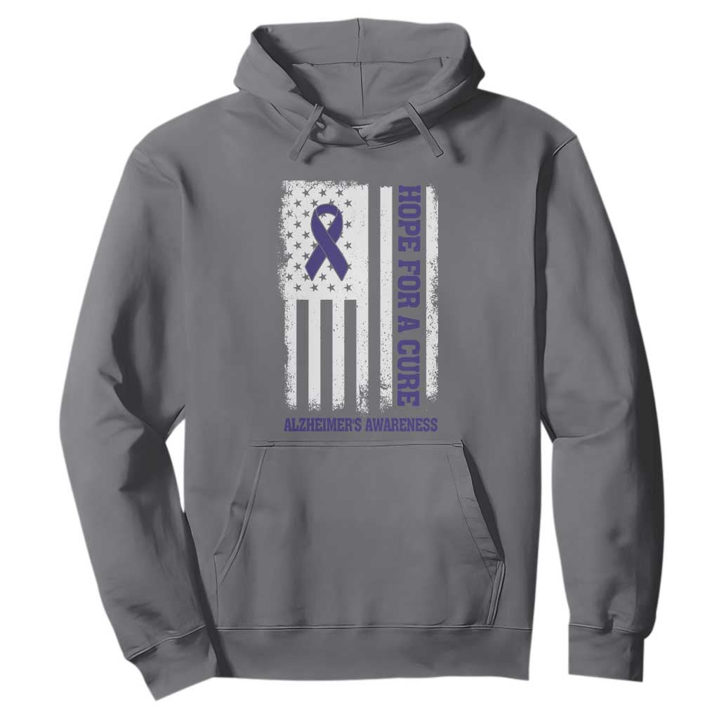 Alzheimer Support Hoodie Hope For A Cure Vintage American Flag