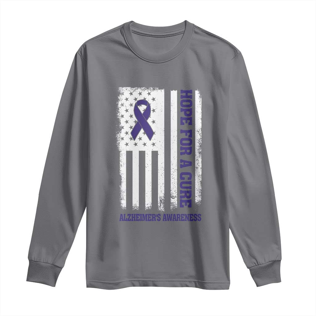 Alzheimer Support Long Sleeve Shirt Hope For A Cure Vintage American Flag