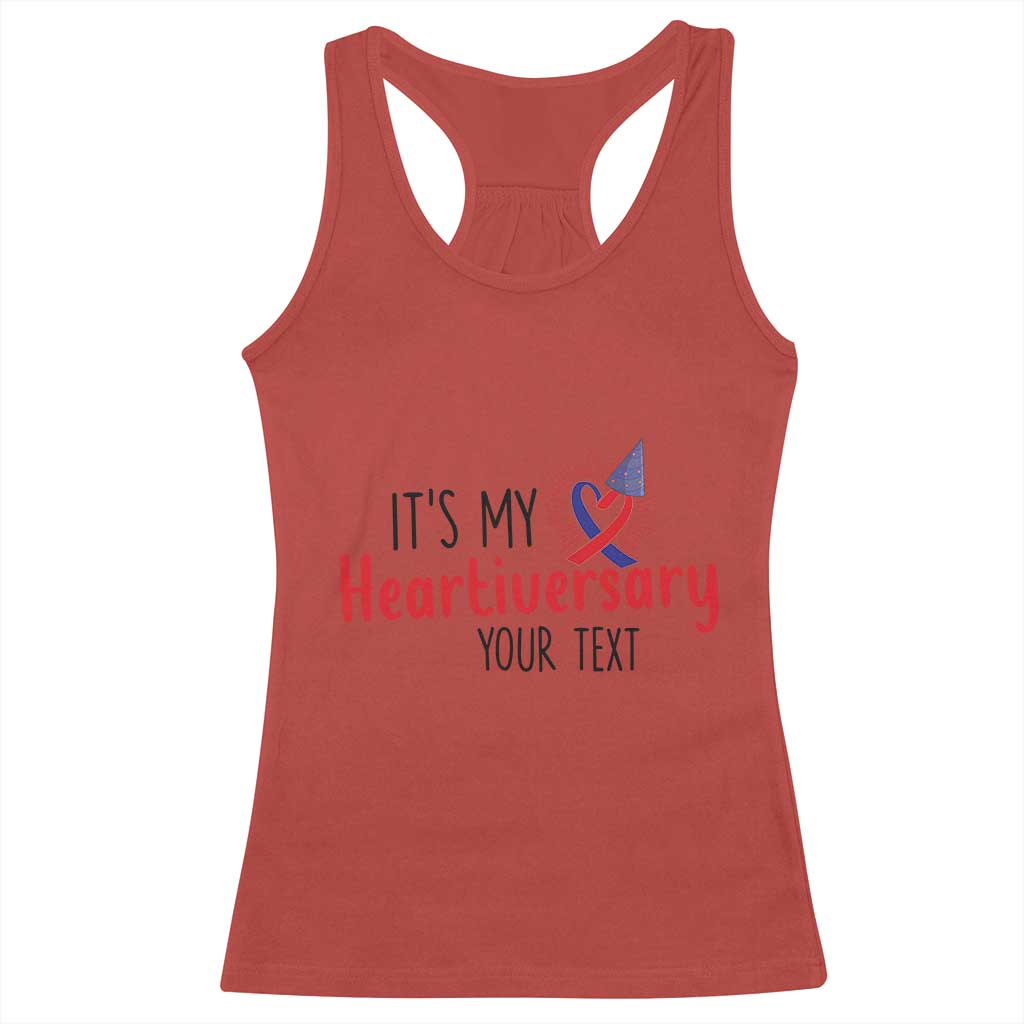 Personalized CHD Support Heart Anniversary Racerback Tank Top Custom Text It's My Heartiversary