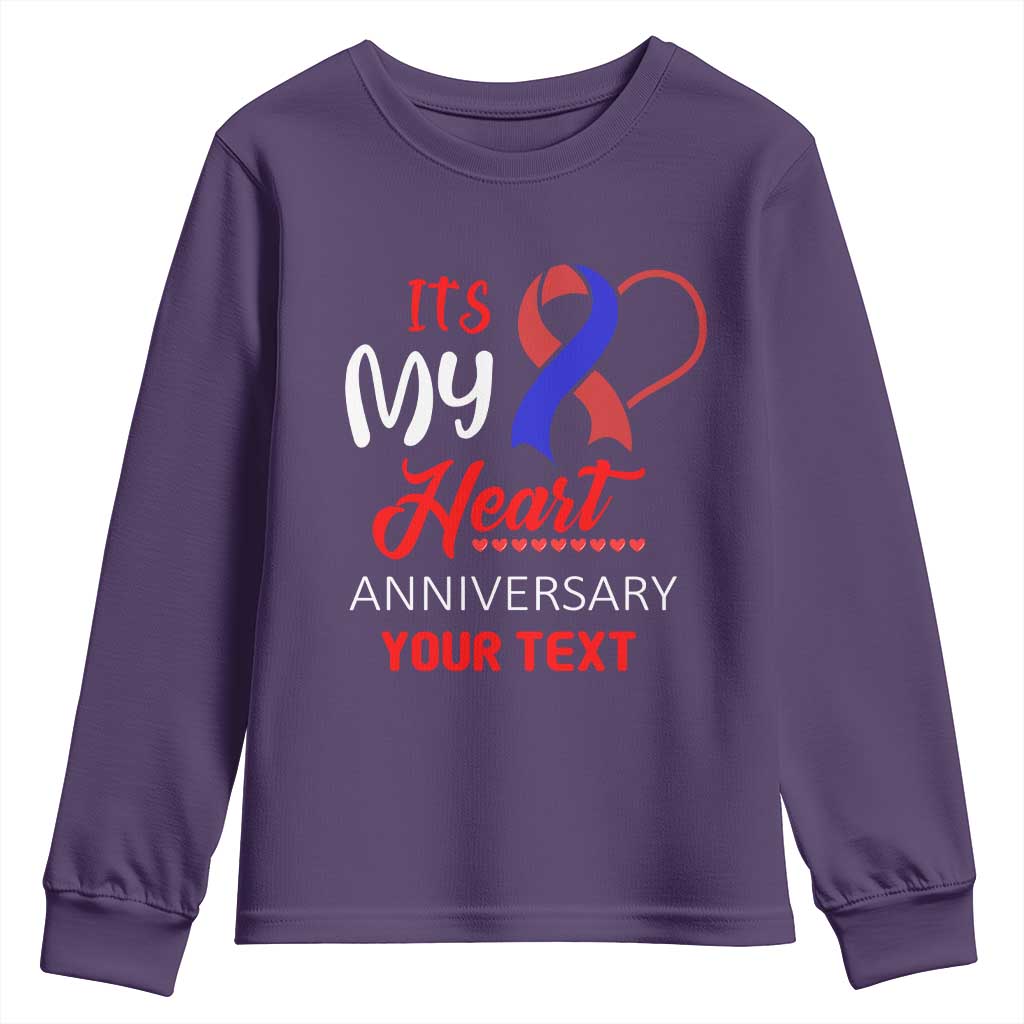 Personalized CHD Support Youth Sweatshirt Custom Text It's My Heart Anniversary