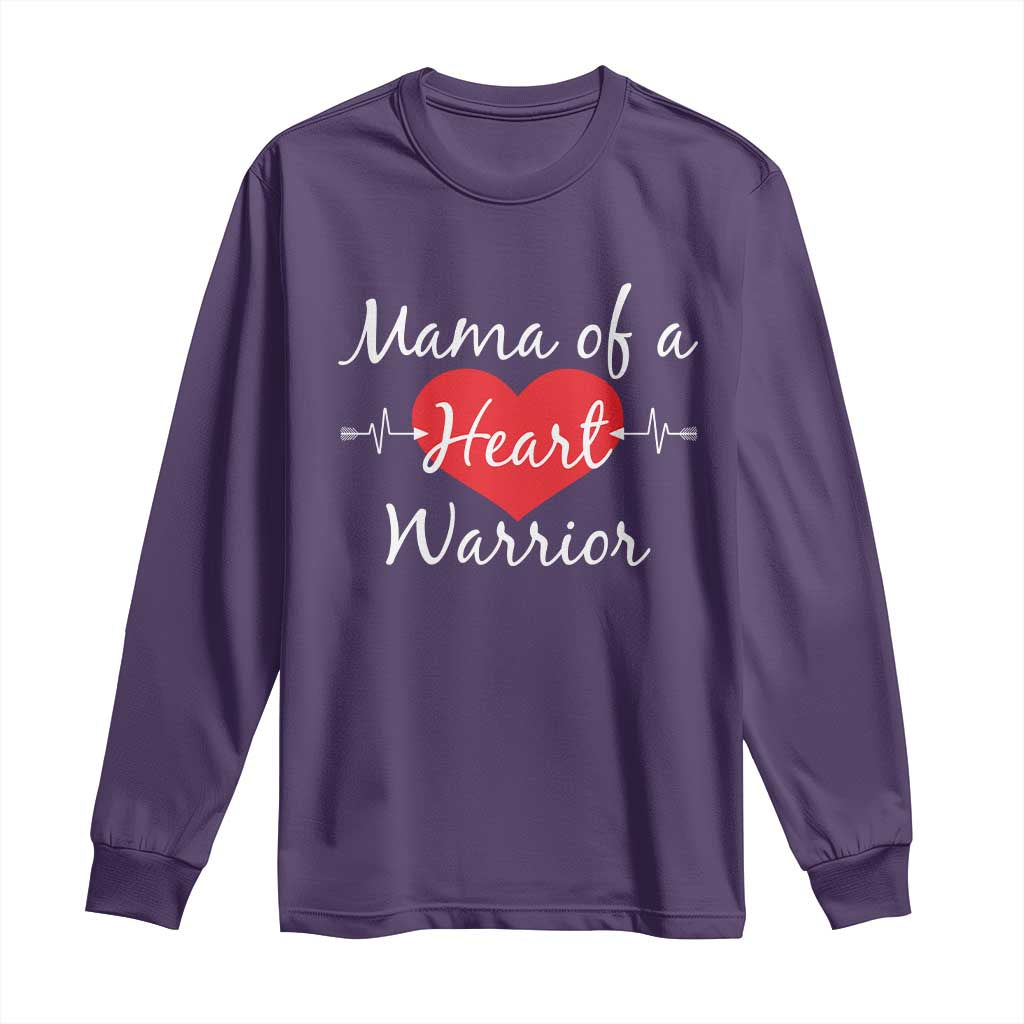 Mama Of A Heart Warrior Long Sleeve Shirt CHD Support Heart