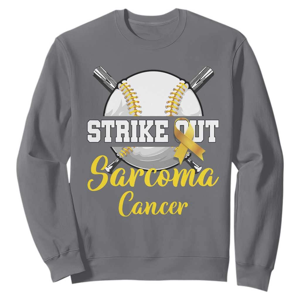 Strike Out Sarcoma Cancer Sweatshirt Baseball Fight Support Yellow Ribbon