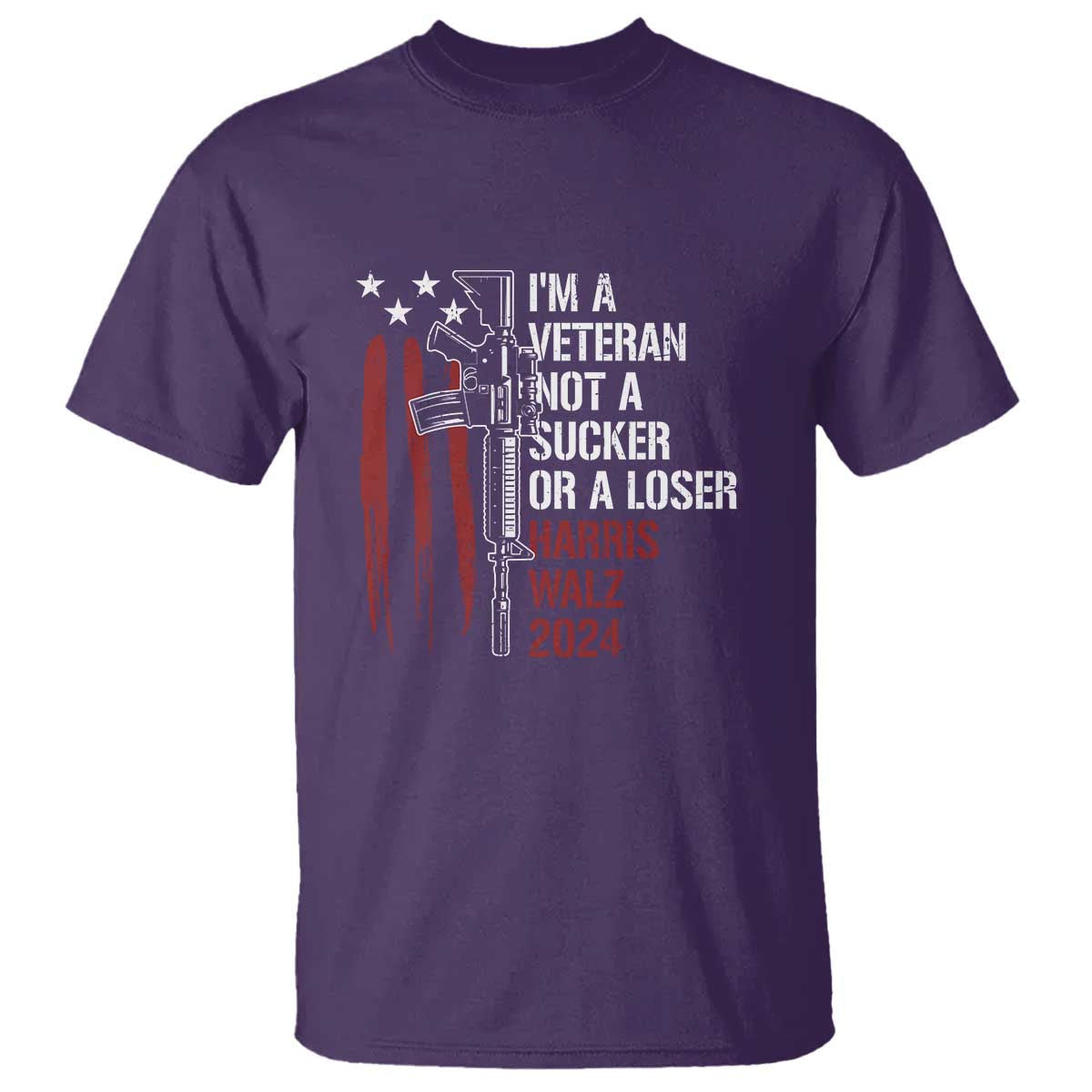 harris-walz-2024-t-shirt-im-a-veteran-not-a-sucker-or-a-loser-american-flag-gun