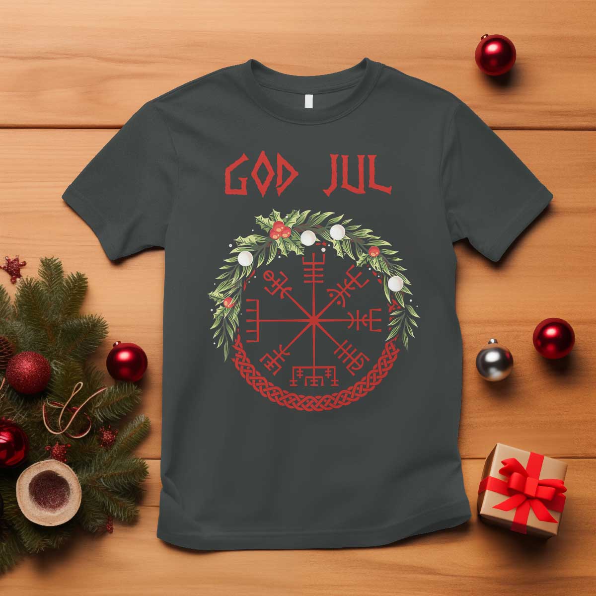 yule-pagan-t-shirt-god-jul-christmas-nordic-vegvisir-wreath
