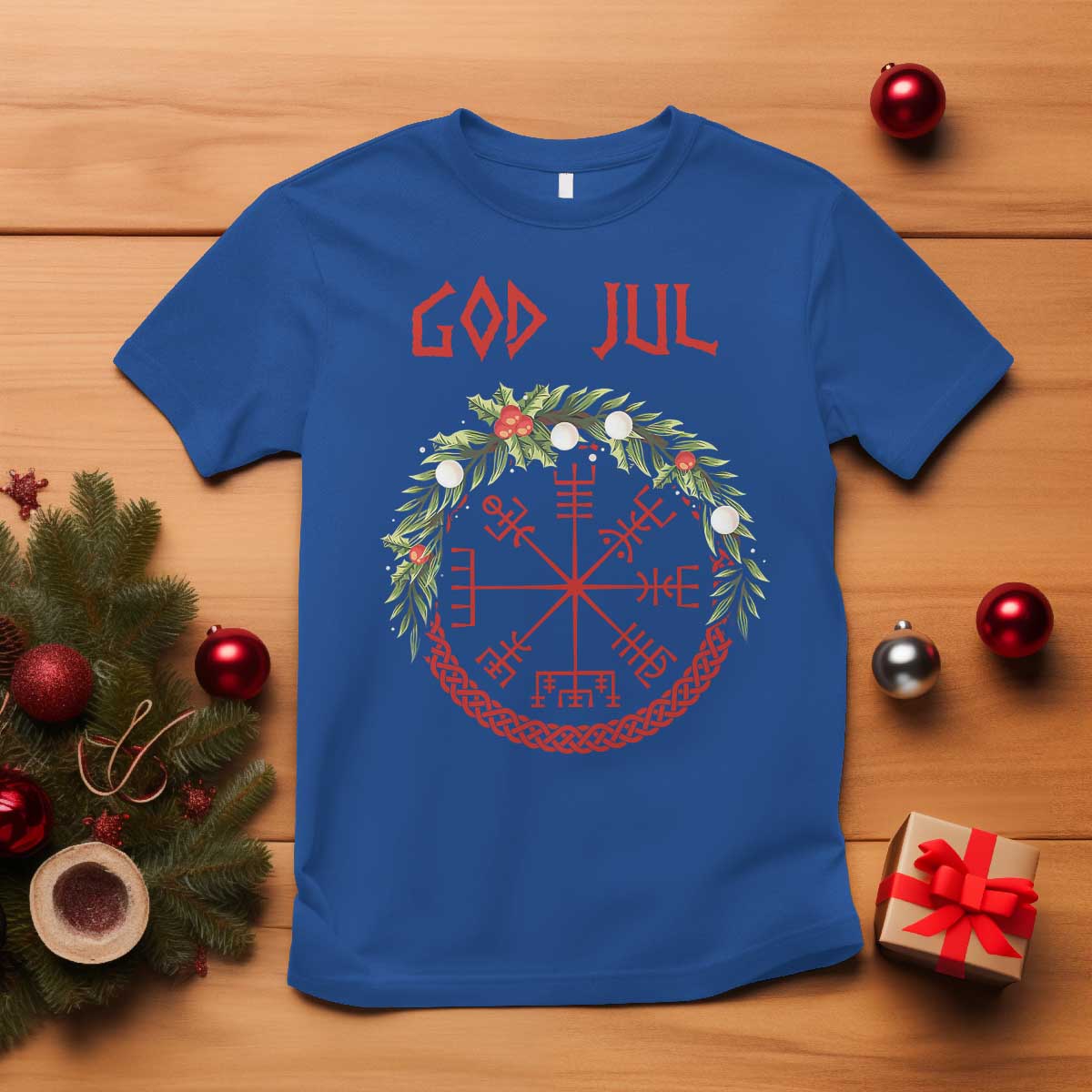 yule-pagan-t-shirt-god-jul-christmas-nordic-vegvisir-wreath