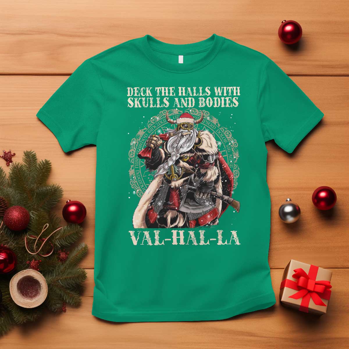 viking-christmas-t-shirt-deck-the-halls-with-skulls-and-bodies-valhalla