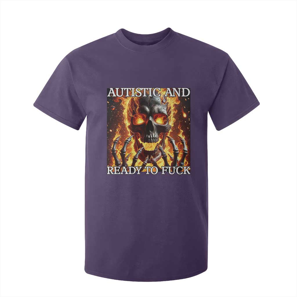 Funny Autistic Fire Skeleton T Shirt For Kid Autism Humor Joke