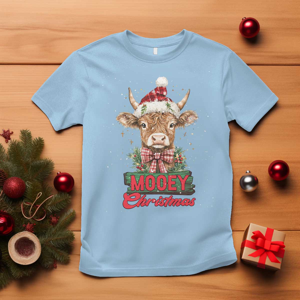 funny-christmas-highland-cow-t-shirt-mooey-christmas-western-cow-santa-hat