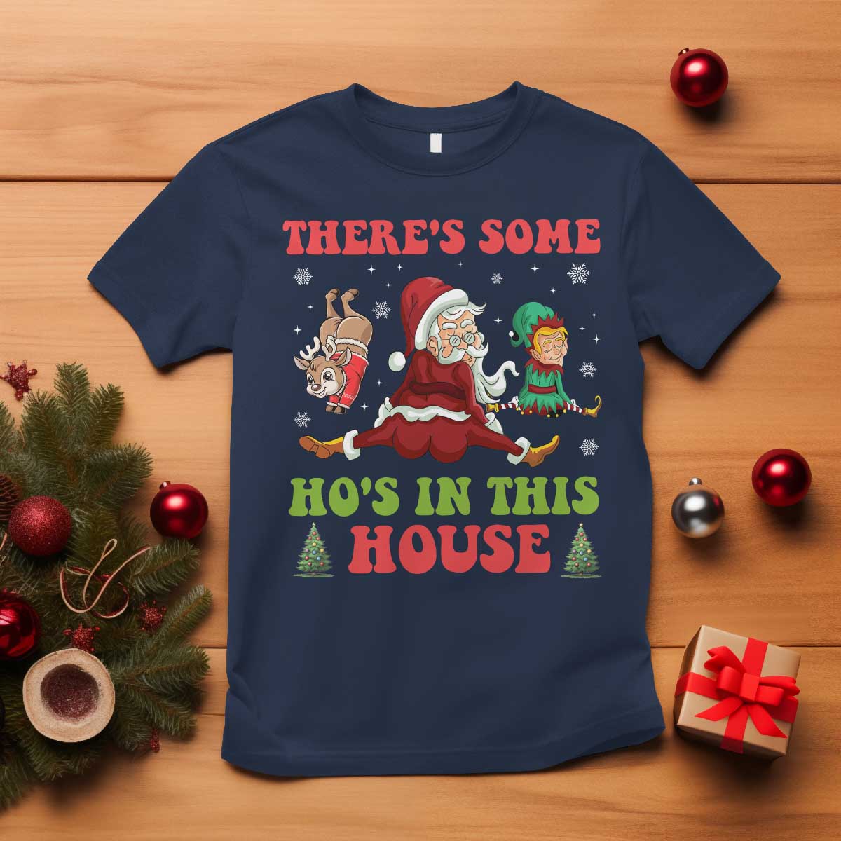 funny-christmas-naughty-santa-t-shirt-theres-some-hos-in-this-house-elf-reindeers