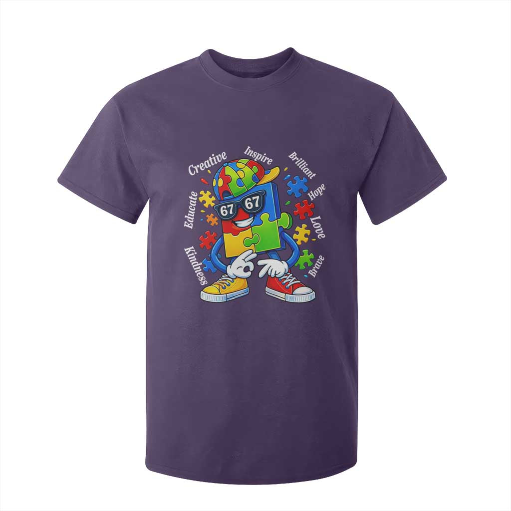 Funny 67 Autism Awareness T Shirt For Kid Six Seven Puzzle Meme Creative Brilliant Hope Love Kindness