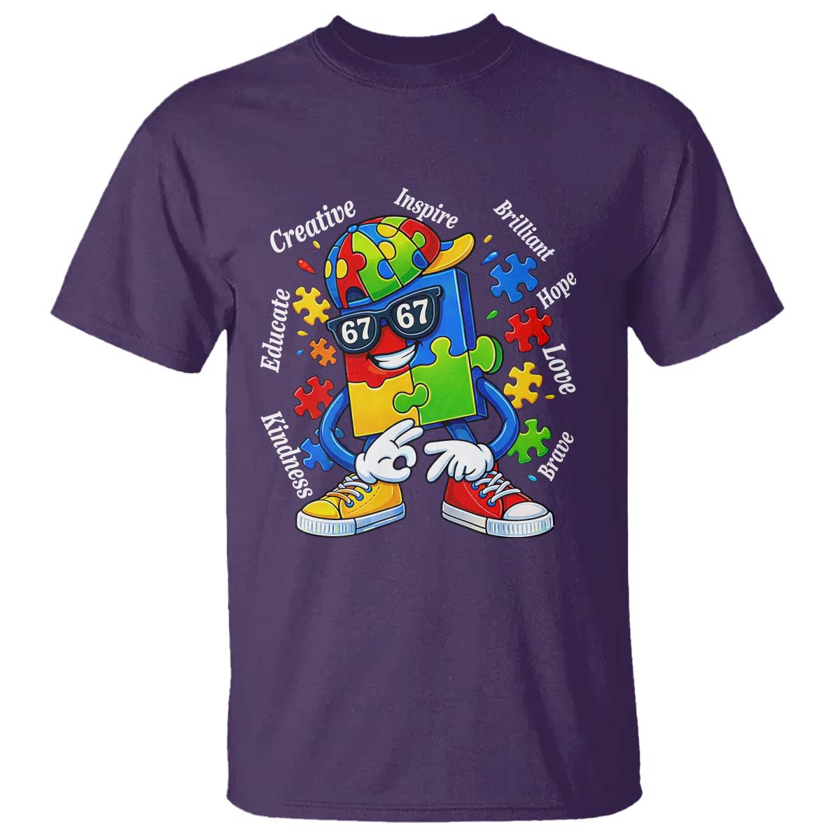 Funny 67 Autism Awareness T Shirt Six Seven Puzzle Meme Creative Brilliant Hope Love Kindness