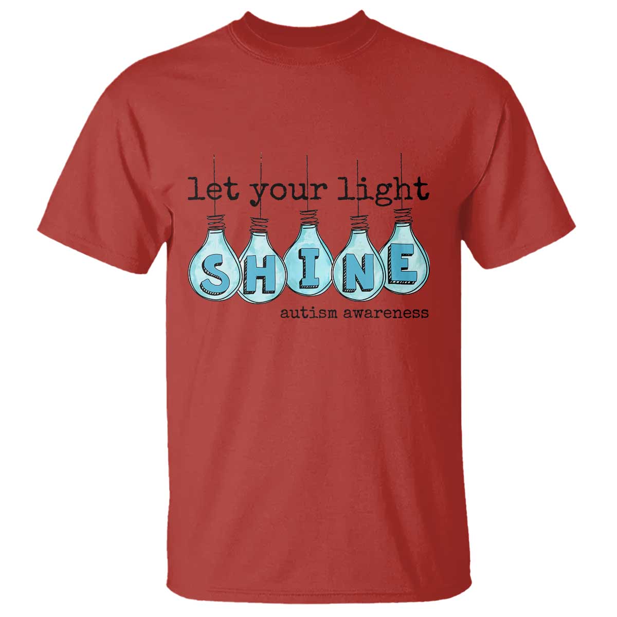 Let Your Light Shine Autism Support T Shirt Light Bulb Autism Acceptance