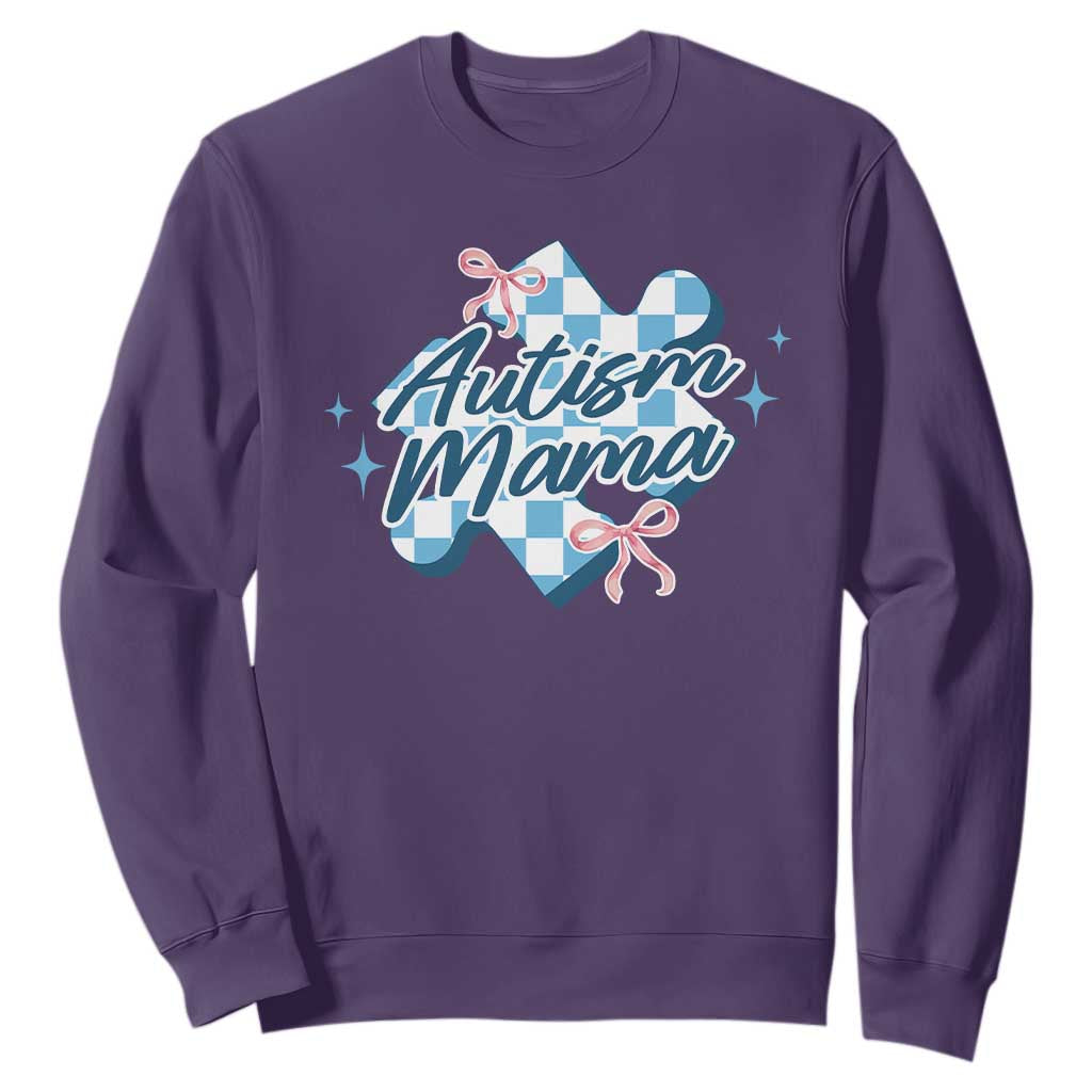 Autism Mama Coquette Puzzle Piece Pink Bow Sweatshirt