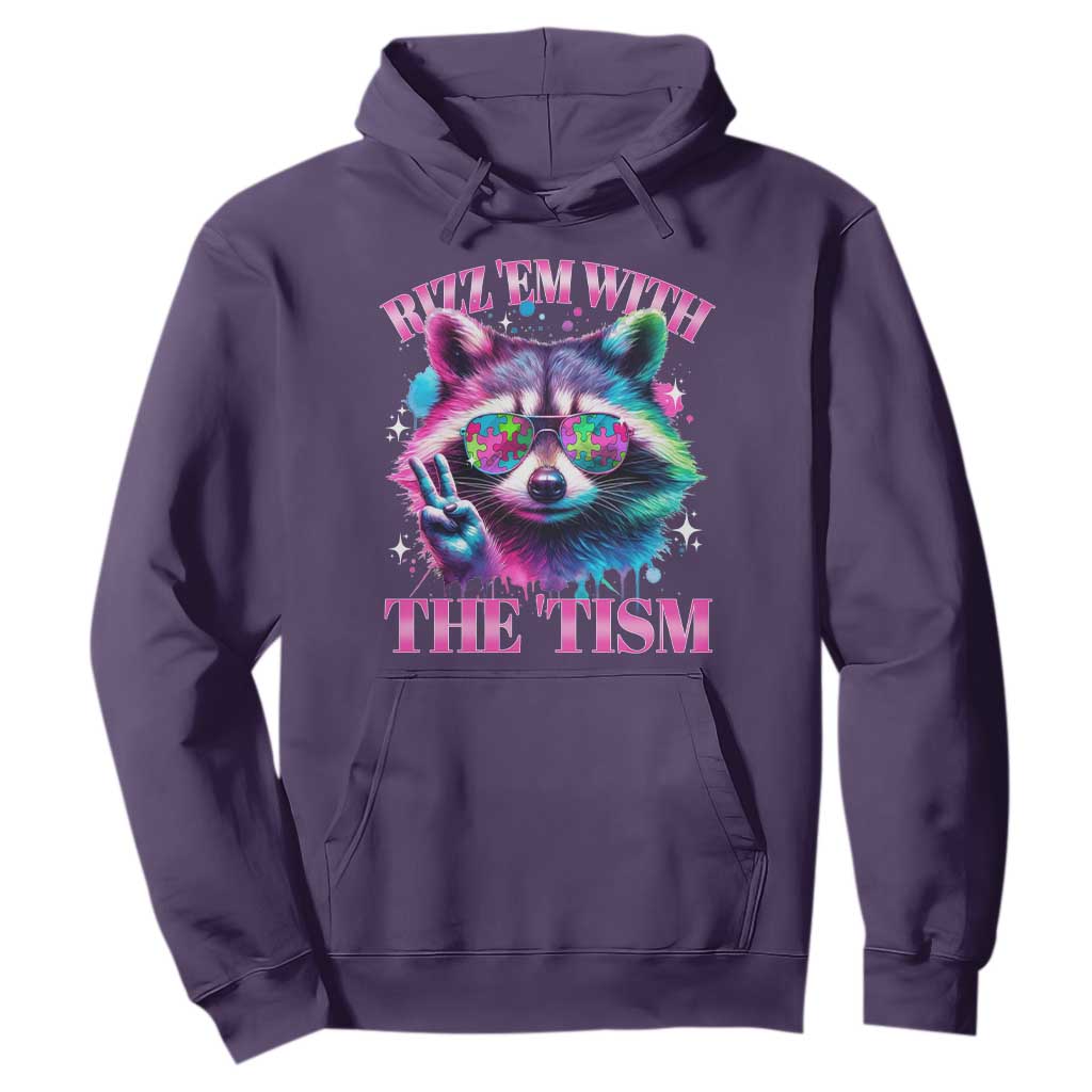 Funny Autism Support Racoon Hoodie Rizz Em With The Tism Meme Autistic