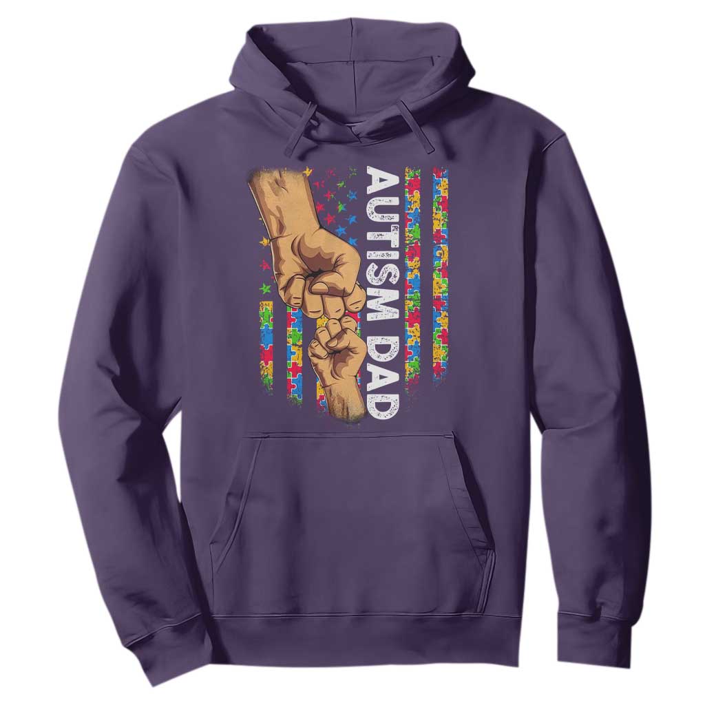 Autism Dad Support American Flag Fist Bump Hoodie