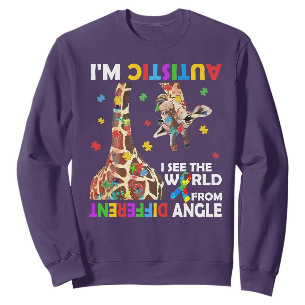 Funny I'm Autistic I See The World Form Different Angle Sweatshirt Puzzle Giraffe