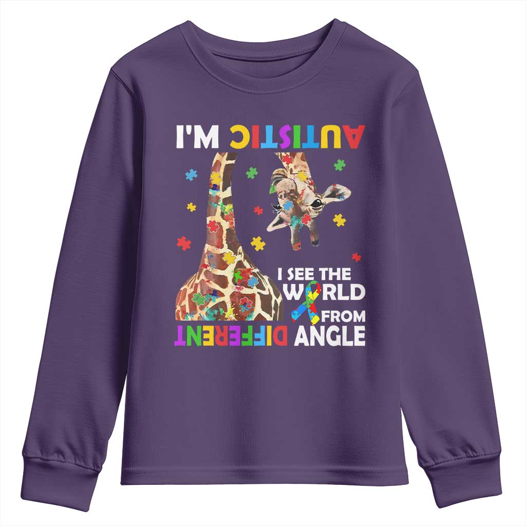 Funny I'm Autistic I See The World Form Different Angle Youth Sweatshirt Puzzle Giraffe