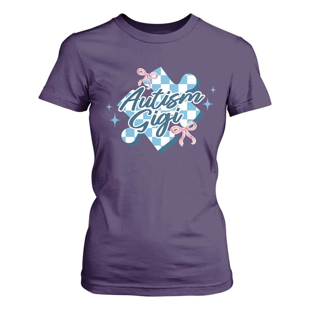 Autism Gigi Coquette Puzzle Piece Pink Bow T Shirt For Women