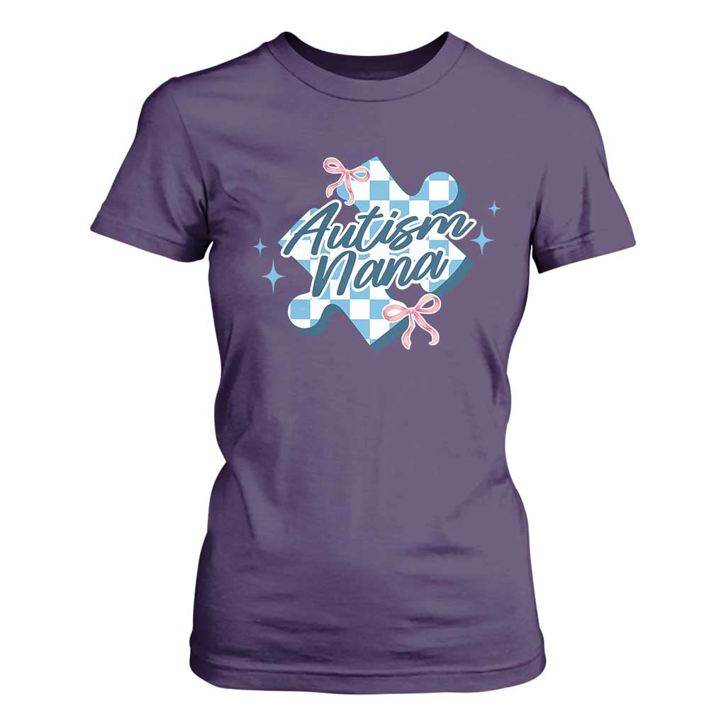 Autism Nana Coquette Puzzle Piece Pink Bow T Shirt For Women