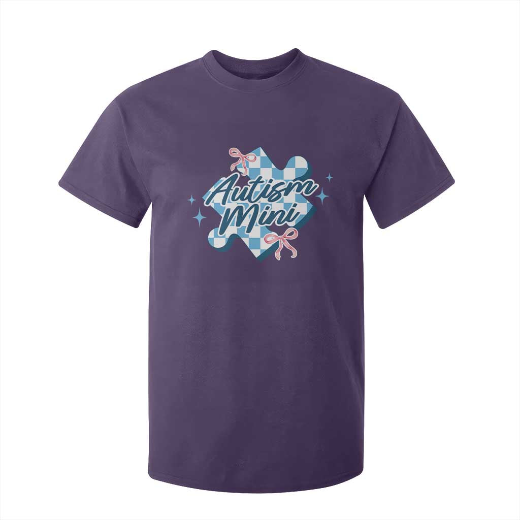 Autism Mini Coquette Puzzle Piece Pink Bow T Shirt For Kid