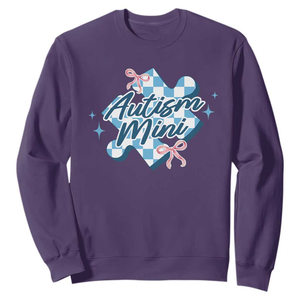 Autism Mini Coquette Puzzle Piece Pink Bow Sweatshirt